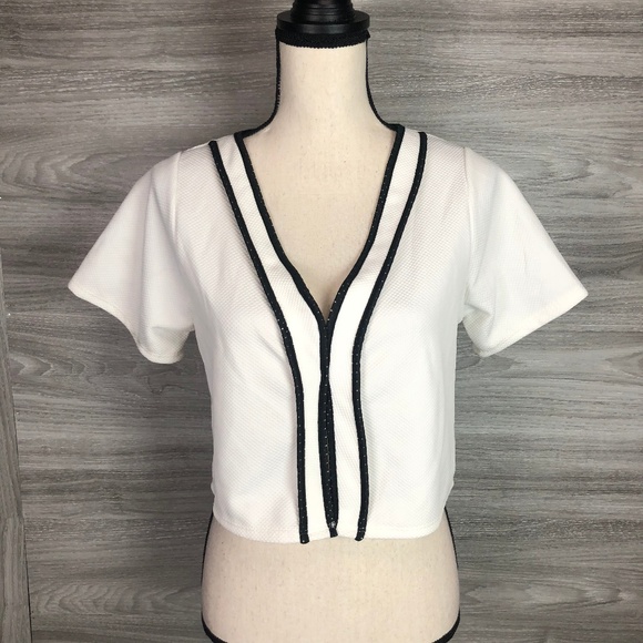 Topia Tops - Topia White Mesh Crop Top Size Medium